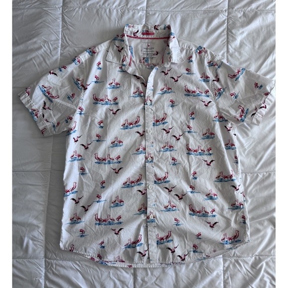 Denim & Flower Ricky Singh Flamingo Button Front Slim Fit XL Short Sleeve Shirt - Picture 1 of 10